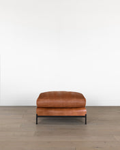 Load image into Gallery viewer, Morrison Metal Base Leather Ottoman